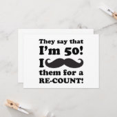 Funny Mustache 50th Birthday Kaart (Voorkant / Achterkant in situ)