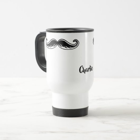 Funny Mustache aangepaste naam mokken (Voorkant links)