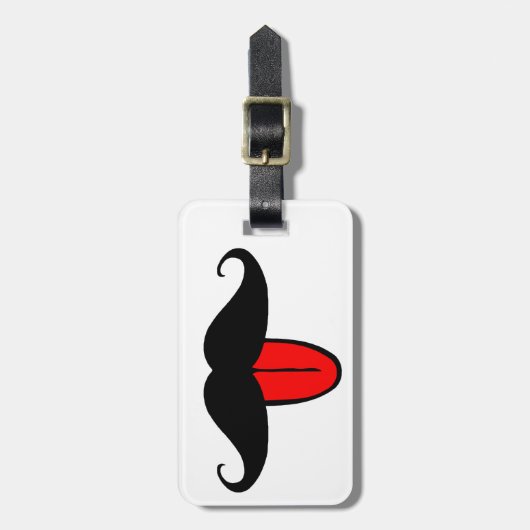 Funny mustache bagagelabel (Voorkant verticaal)