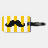 FUNNY MUSTACHE BAGAGELABEL | GEEL STRIPS (Achterkant horizontaal)