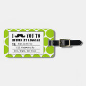 FUNNY MUSTACHE BAGAGELABEL | GROENE STIPPEN (Voorkant horizontaal)