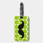FUNNY MUSTACHE BAGAGELABEL | GROENE STIPPEN (Achterkant verticaal)