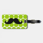 FUNNY MUSTACHE BAGAGELABEL | GROENE STIPPEN (Achterkant horizontaal)