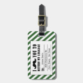 FUNNY MUSTACHE BAGAGELABEL | GROENSE STRIPES (Voorkant verticaal)