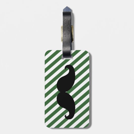 FUNNY MUSTACHE BAGAGELABEL | GROENSE STRIPES (Achterkant verticaal)