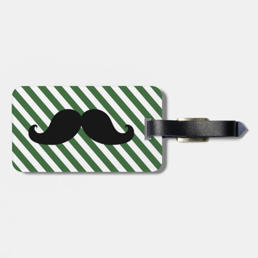 FUNNY MUSTACHE BAGAGELABEL | GROENSE STRIPES (Achterkant horizontaal)