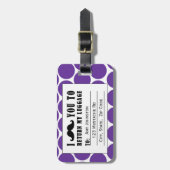 FUNNY MUSTACHE BAGAGELABEL | PAARSE STIPPEN (Voorkant verticaal)