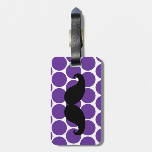 FUNNY MUSTACHE BAGAGELABEL | PAARSE STIPPEN (Achterkant verticaal)