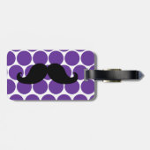 FUNNY MUSTACHE BAGAGELABEL | PAARSE STIPPEN (Achterkant horizontaal)