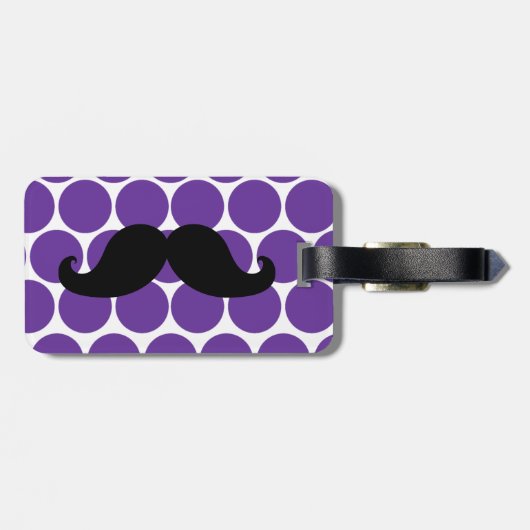 FUNNY MUSTACHE BAGAGELABEL | PAARSE STIPPEN (Achterkant horizontaal)