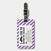 FUNNY MUSTACHE BAGAGELABEL | PAARSE STRIPEN (Voorkant verticaal)