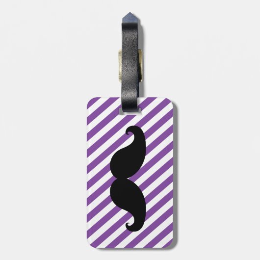FUNNY MUSTACHE BAGAGELABEL | PAARSE STRIPEN (Achterkant verticaal)