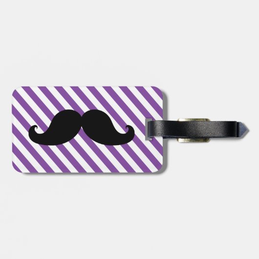 FUNNY MUSTACHE BAGAGELABEL | PAARSE STRIPEN (Achterkant horizontaal)