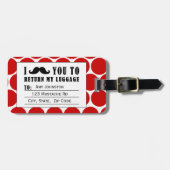 FUNNY MUSTACHE BAGAGELABEL | RODE STIPPEN (Voorkant horizontaal)