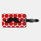 FUNNY MUSTACHE BAGAGELABEL | RODE STIPPEN (Achterkant horizontaal)