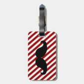 FUNNY MUSTACHE BAGAGELABEL | RODE STRIPEN (Achterkant verticaal)
