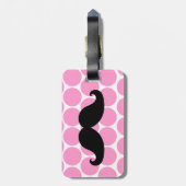 FUNNY MUSTACHE BAGAGELABEL | STIPPEN PINK (Achterkant verticaal)