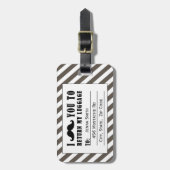 FUNNY MUSTACHE BAGAGELABEL | TAUPE STRIPES (Voorkant verticaal)