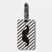 FUNNY MUSTACHE BAGAGELABEL | TAUPE STRIPES (Achterkant verticaal)