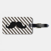 FUNNY MUSTACHE BAGAGELABEL | TAUPE STRIPES (Achterkant horizontaal)