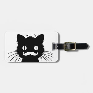 FUNNY MUSTACHE, BLACK CAT BAGAGELABEL
