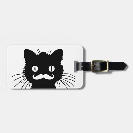 FUNNY MUSTACHE, BLACK CAT BAGAGELABEL (Voorkant horizontaal)