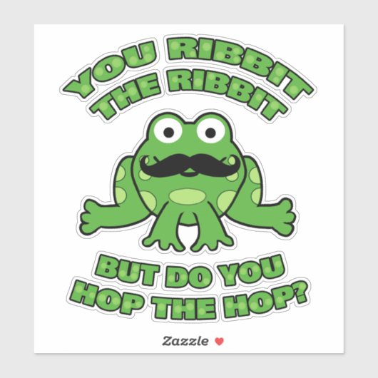 Funny Mustache Cartoon Frog Sticker (Vel)