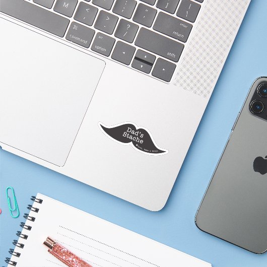 Funny Mustache Contour Sticker voor Vaderdag (Laptop met iPhone)