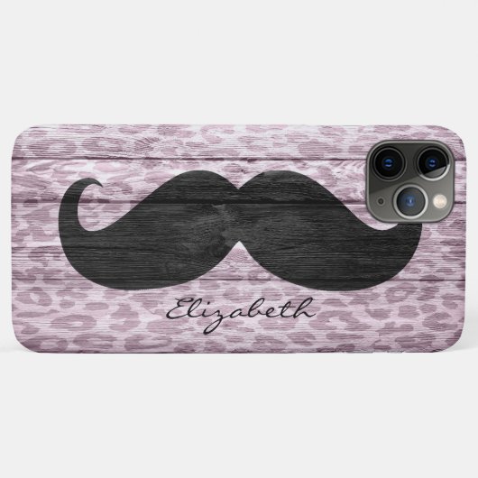 Funny Mustache Custom Monogram Case-Mate iPhone Case (Achterkant (horizontaal))