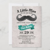 Funny Mustache Cute Little Man Blauwgroen Baby sho Kaart (Voorkant)