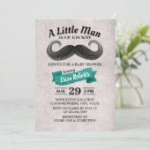 Funny Mustache Cute Little Man Blauwgroen Baby sho Kaart (Staand voorkant)