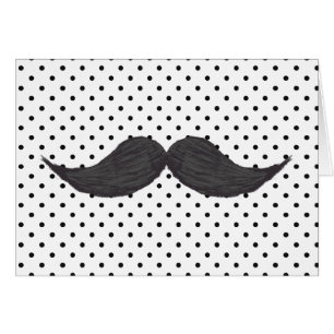 Funny Mustache Drawing and Black Polka Dots