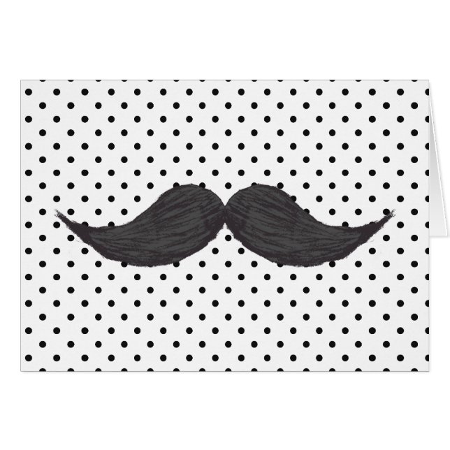 Funny Mustache Drawing and Black Polka Dots (Voorkant Horizontaal)