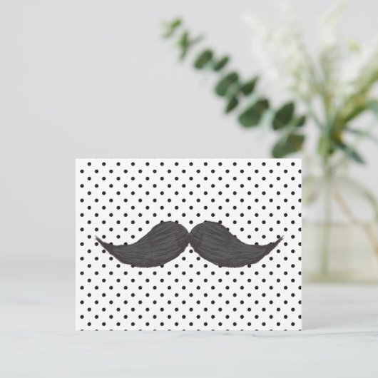 Funny Mustache Drawing and Black Polka Dots Briefkaart (Staand voorkant)