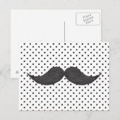 Funny Mustache Drawing and Black Polka Dots Briefkaart (Voorkant / Achterkant)