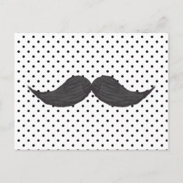Funny Mustache Drawing and Black Polka Dots Briefkaart