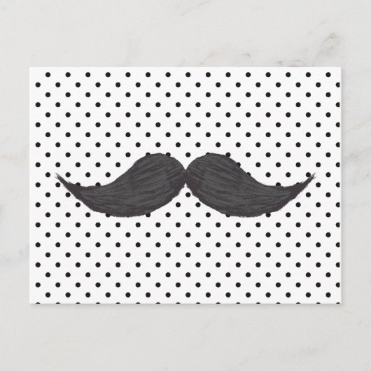 Funny Mustache Drawing and Black Polka Dots Briefkaart (Voorkant)