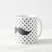 Funny Mustache Drawing and Black Polka Dots Koffiemok (Voorkant rechts)