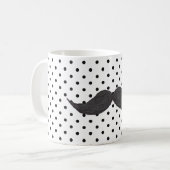 Funny Mustache Drawing and Black Polka Dots Koffiemok (Voorkant links)
