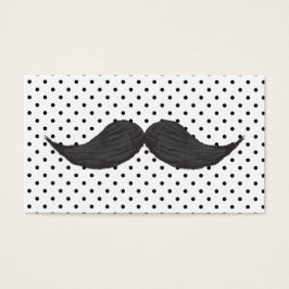 Funny Mustache Drawing and Black Polka Dots Visitekaartjes
