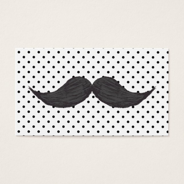 Funny Mustache Drawing and Black Polka Dots Visitekaartjes (Voorkant)