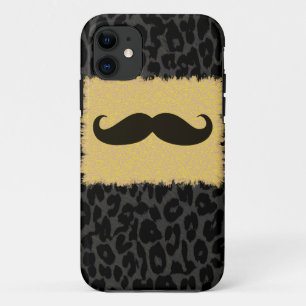 Funny Mustache en Leopard Print Case-Mate iPhone Case
