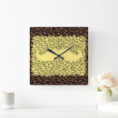 Funny Mustache en leopard print Vierkante Klok (Huis)