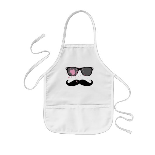Funny Mustache en zonnebrillen Kinder Schort (Voorkant)