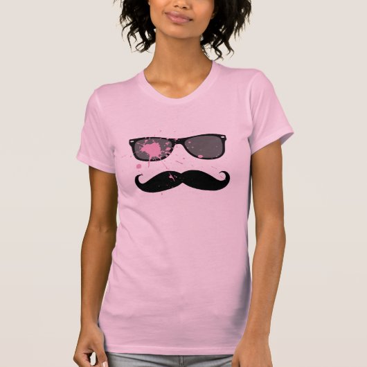 Funny Mustache en zonnebrillen T-shirt (Voorkant)