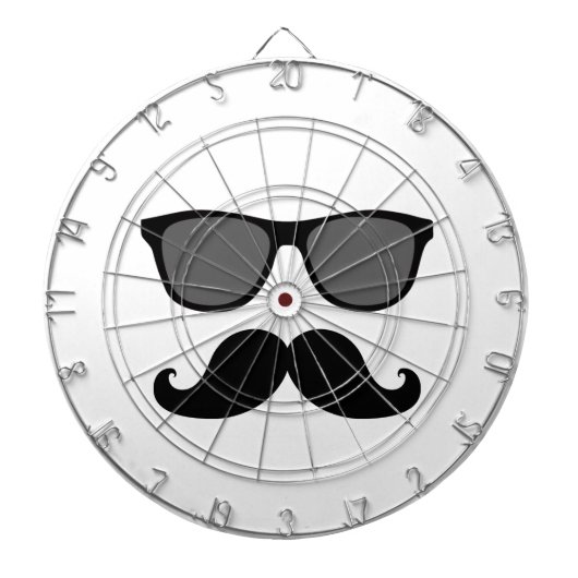 Funny Mustache en Zwarte zonnebrillen Dartbord (Voorkant)