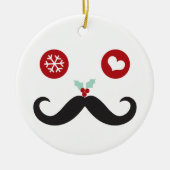 Funny Mustache Face kerstcadeaufoto Keramisch Ornament (Voorkant)
