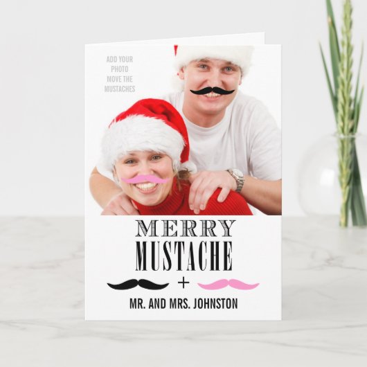 Funny Mustache First Christmas Photo Card Feestdagen Kaart (Voorkant)