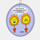 Funny Mustache Flower Cartoon Kerstmis Keramisch Ornament (Links)