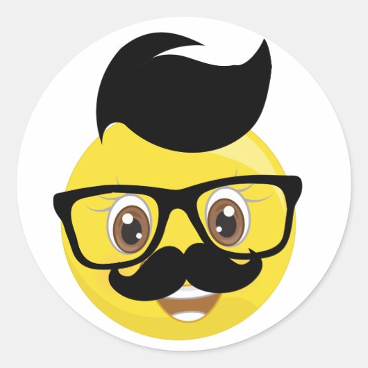 Funny Mustache & Glasses with Hair Emoji Stickers (Voorkant)